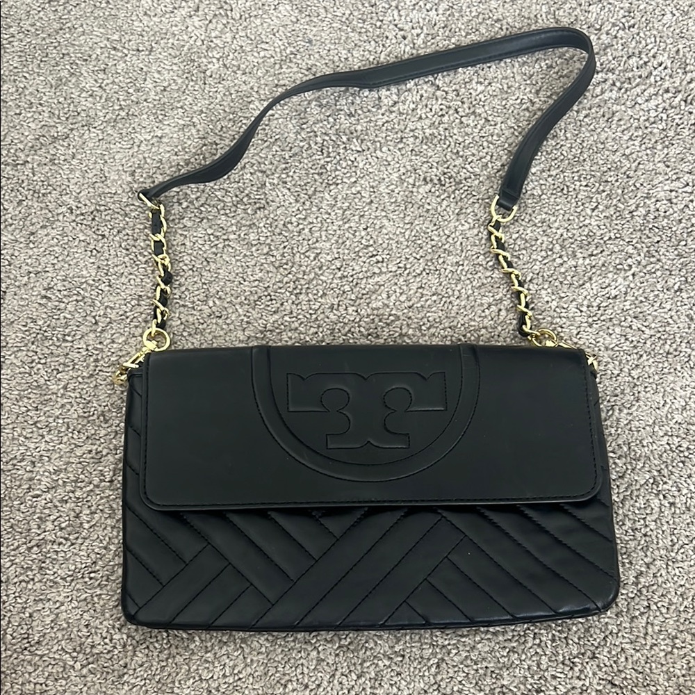 Tory Burch Black Chevron Shoulder Bag